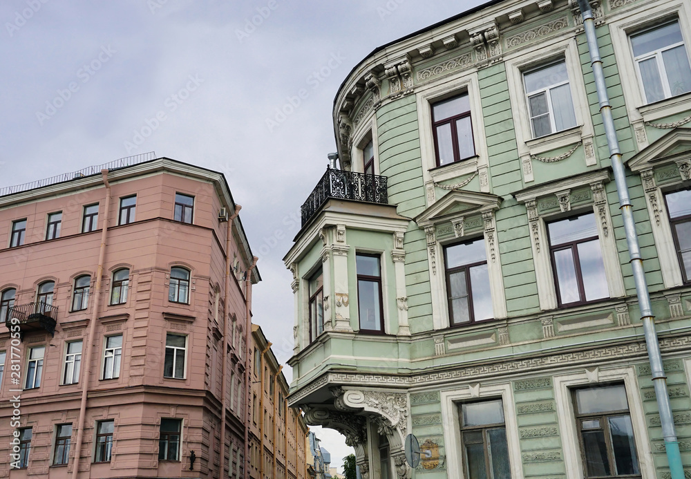    Facades of old houses on Fontanka