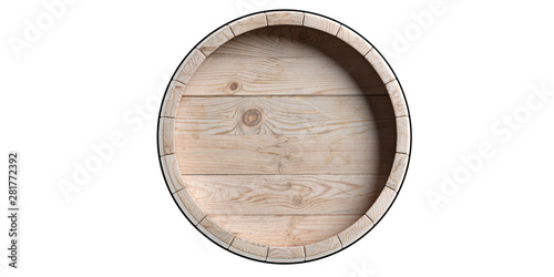 Fotografie Barrel top wood isolated on white background. 3d illustration