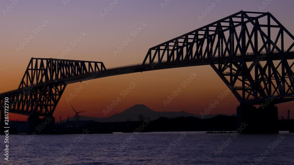 Tokyo Gate Bridge timelapse at sunset, Wakasu Island, Tokyo, Japan Tokyo Gate Bridge timelapse at sunset, Wakasu Island, Tokyo, Japan