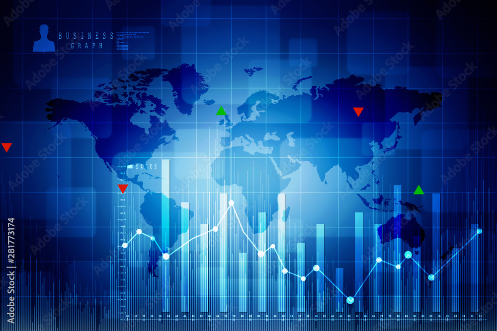 2d rendering Stock market online business concept. business Graph 2d rendering Stock market online business concept. business Graph