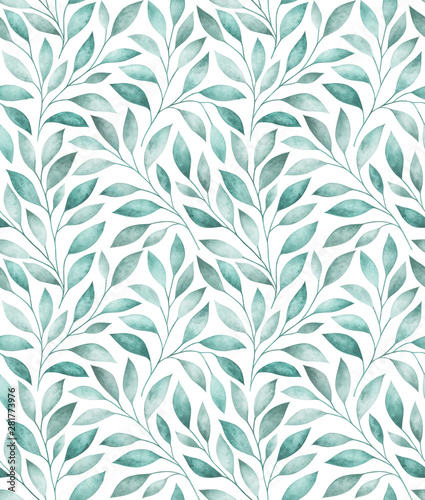 Seamless pattern with stylized tree branches. Watercolor illustration. © Oleksandra