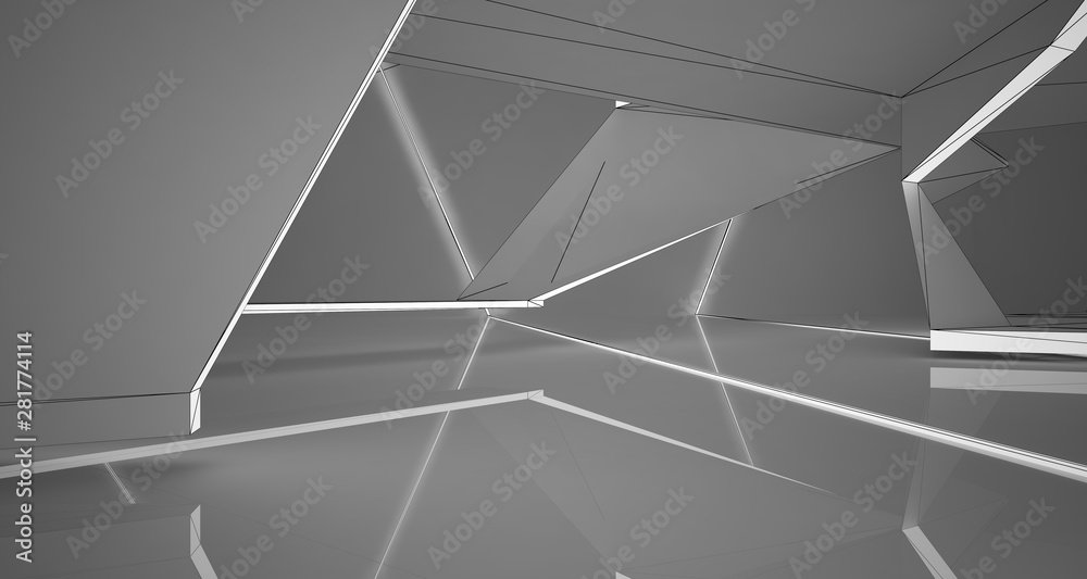 Abstract drawing white interior.3D illustration and rendering. Abstract drawing white interior.3D illustration and rendering.
