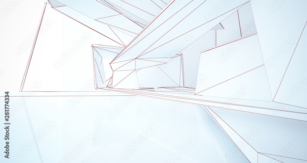 Abstract architectural white interior of a minimalist house with large windows. Drawing. 3D illustration and rendering. Abstract architectural white interior of a minimalist house with large windows. Drawing. 3D illustration and rendering.