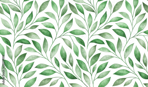 Seamless pattern with stylized tree branches. Watercolor illustration. © Oleksandra