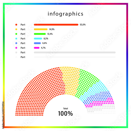 Stylish and convenient semicircular template for creating infographics, counting votes, presentations, reports.