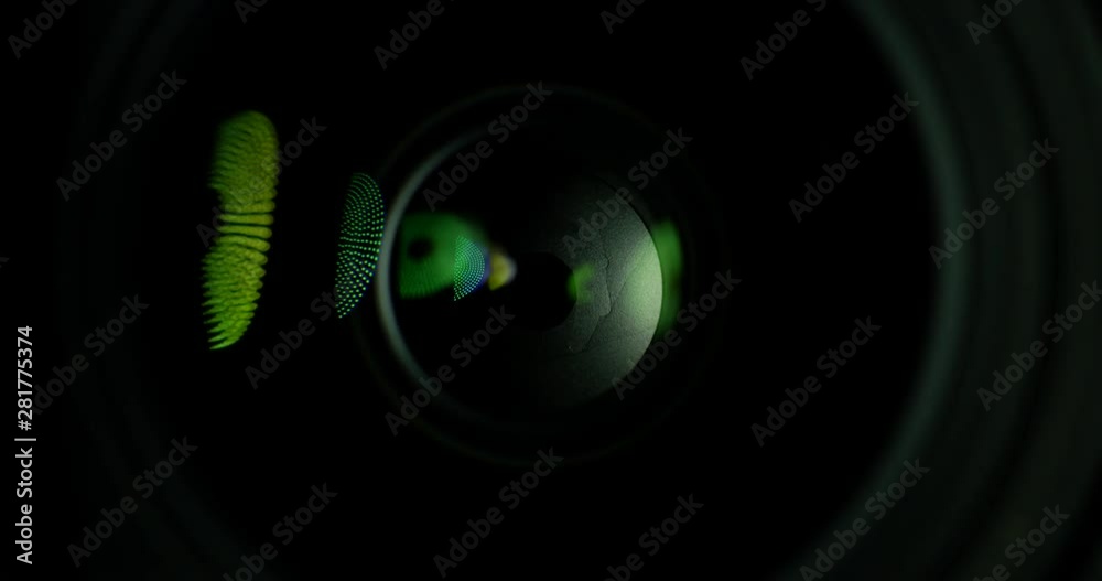 Bright Yellow And Green Lights Turning On And Off Reflecting Off The Glass In Camera Lens With The Detail Seen Inside The Lens Bright Yellow And Green Lights Turning On And Off Reflecting Off The Glass In Camera Lens With The Detail Seen Inside The Lens