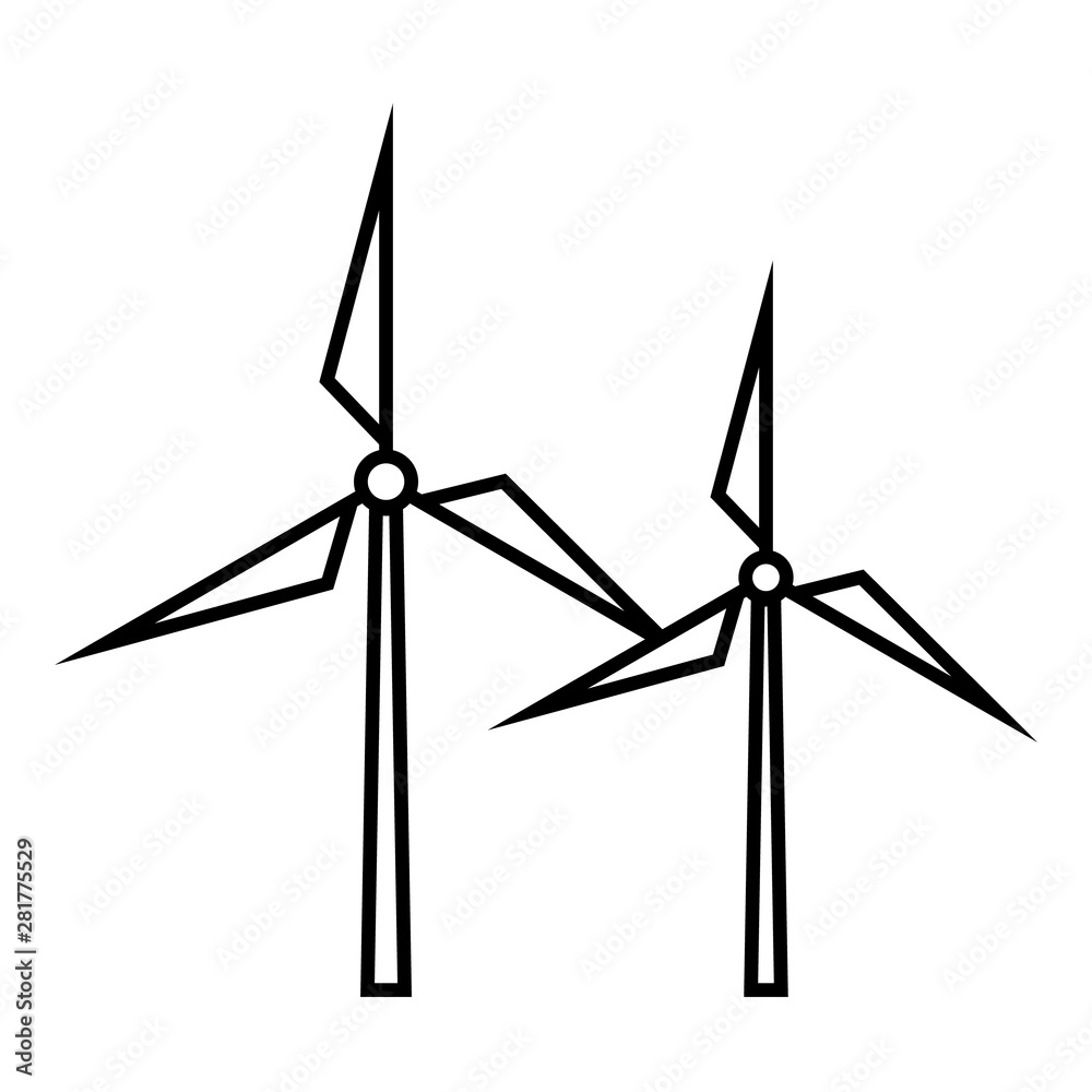Wind power line icon, logo isolated on white background Wind power line icon, logo isolated on white background