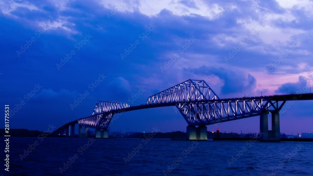 Timelapse of Tokyo Gate Bridge at sunset, Japan Timelapse of Tokyo Gate Bridge at sunset, Japan