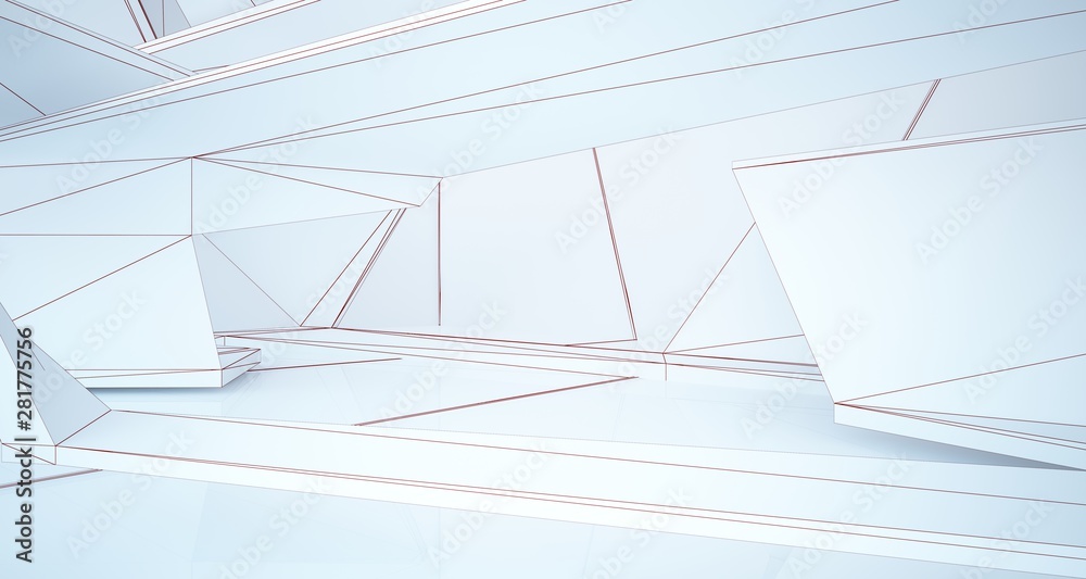 Abstract architectural white interior of a minimalist house with large windows. Drawing. 3D illustration and rendering. Abstract architectural white interior of a minimalist house with large windows. Drawing. 3D illustration and rendering.