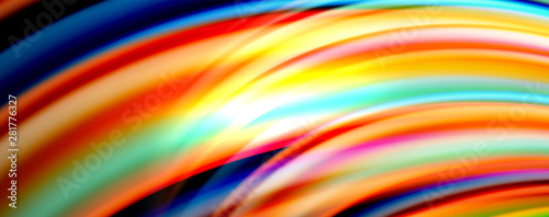 Fluid color rainbow style wave abstract background  techno modern design on black