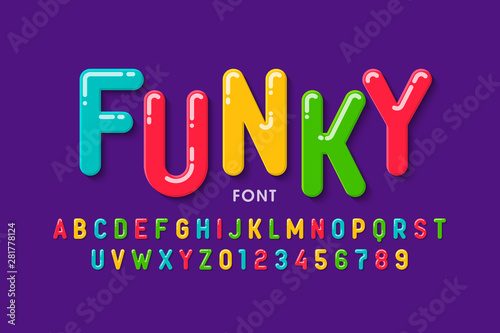 Children's style font design, colorful alphabet letters and numbers