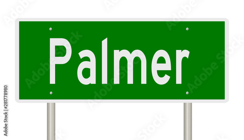 Fotografie Rendering of a green highway sign for Palmer Alaska
