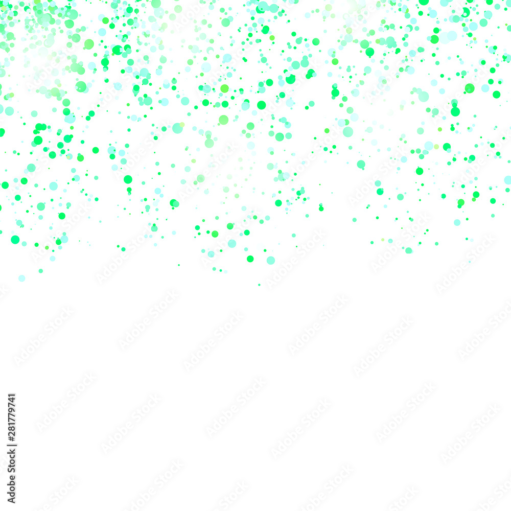 Green Confetti Pattern Isolated on White Background.