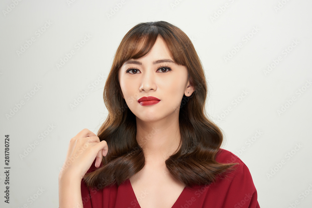 young Woman touching her Healthy hair