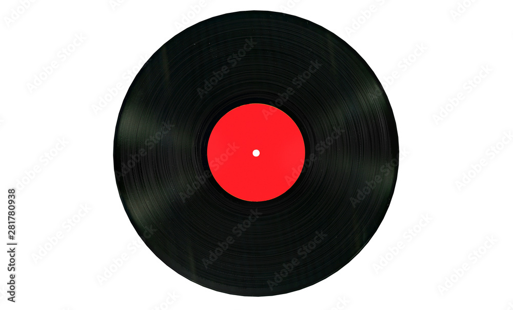 Black Vinyl Record with White Blank Label on a white background. 3d Rendering Black Vinyl Record with White Blank Label on a white background. 3d Rendering