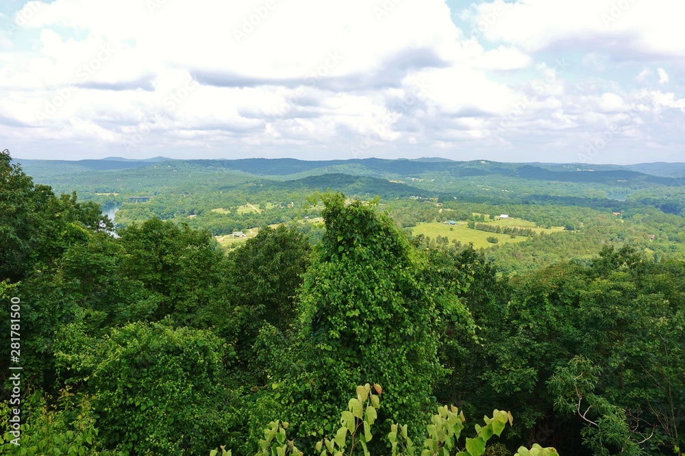 Landscape view of the Arkansas countryside in the Ozarks seen from Inspiration Point in Eureka Springs Landscape view of the Arkansas countryside in the Ozarks seen from Inspiration Point in Eureka Springs