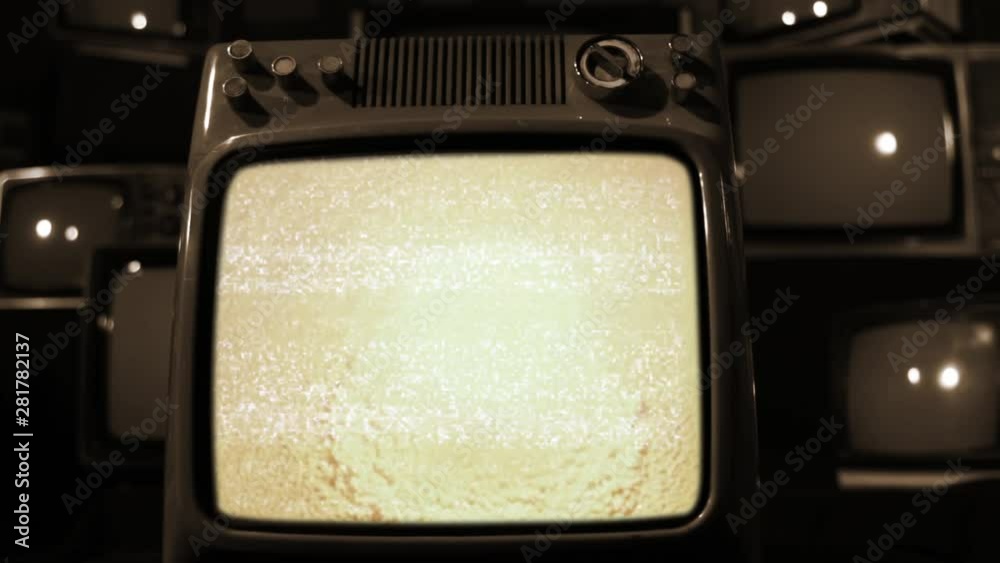 Tv With Bomb Exploding Atomic Bomb Testing On Retro Television Set. Aerial View of the Nuclear ...