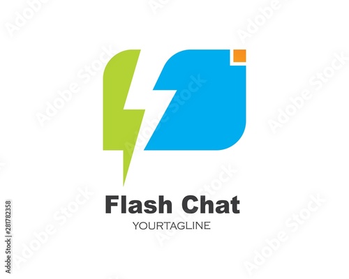 flash chat message logo icon vector illustration