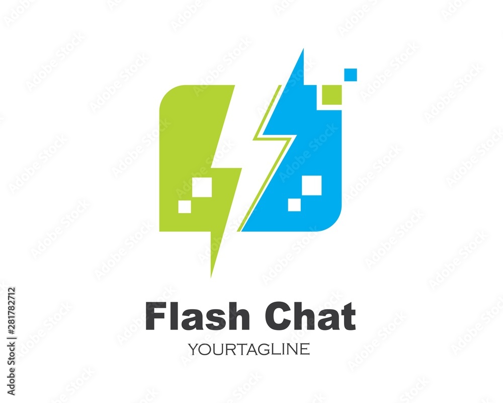 flash chat message logo icon vector illustration flash chat message logo icon vector illustration