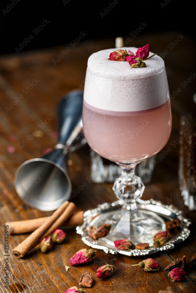 pink cocktail in a glass
