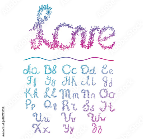 alphabet floral letters element vector art font