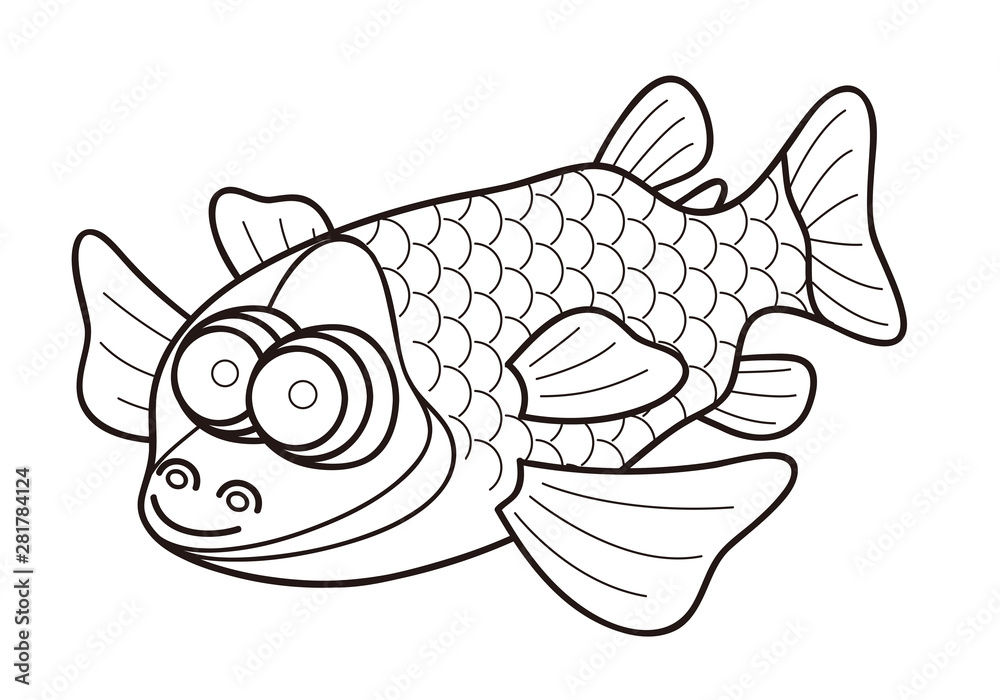 デメニギス Barreleye 深海魚 キャラクター ぬりえ イラスト Stock Illustration Adobe Stock