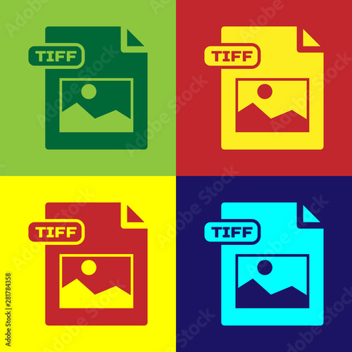 Color TIFF file document. Download tiff button icon isolated on color background. TIFF file symbol. Vector Illustration