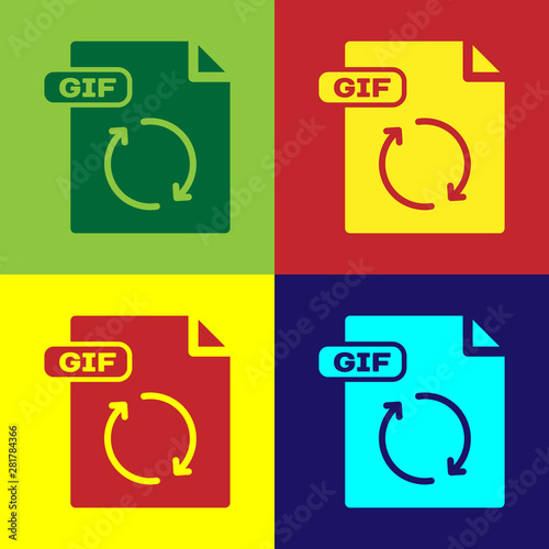 Color GIF file document. Download gif button icon isolated on color background. GIF file symbol. Vector Illustration