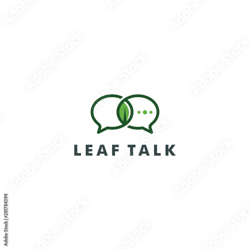 eco leaf talk chat bubble logo icon - vector