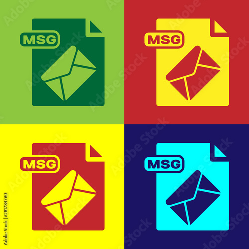 Color MSG file document. Download msg button icon isolated on color background. MSG file symbol. Vector Illustration