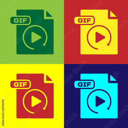 Color GIF file document. Download gif button icon isolated on color background. GIF file symbol. Vector Illustration