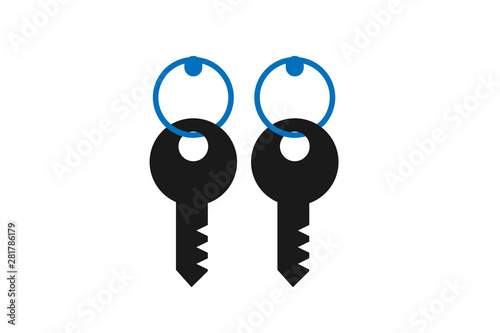 Pairs of key in key ring icon vector (blue version)