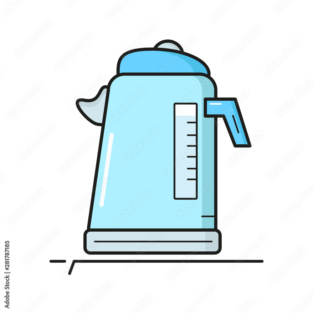 Blue electric kettle with water