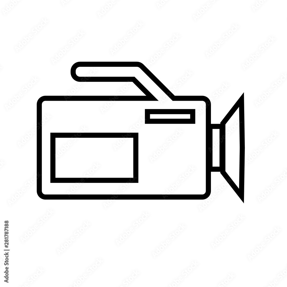 Video camera line icon, logo isolated on white background Video camera line icon, logo isolated on white background