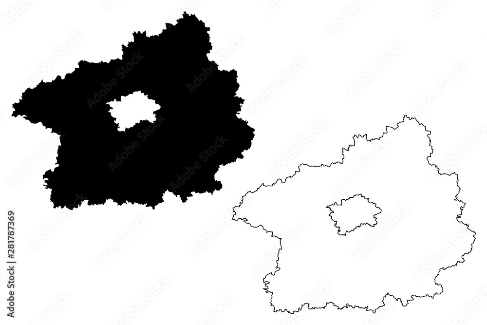 Central Bohemian Region (Bohemian lands, Czechia, Regions of the Czech Republic) map vector illustration, scribble sketch Central Bohemian map