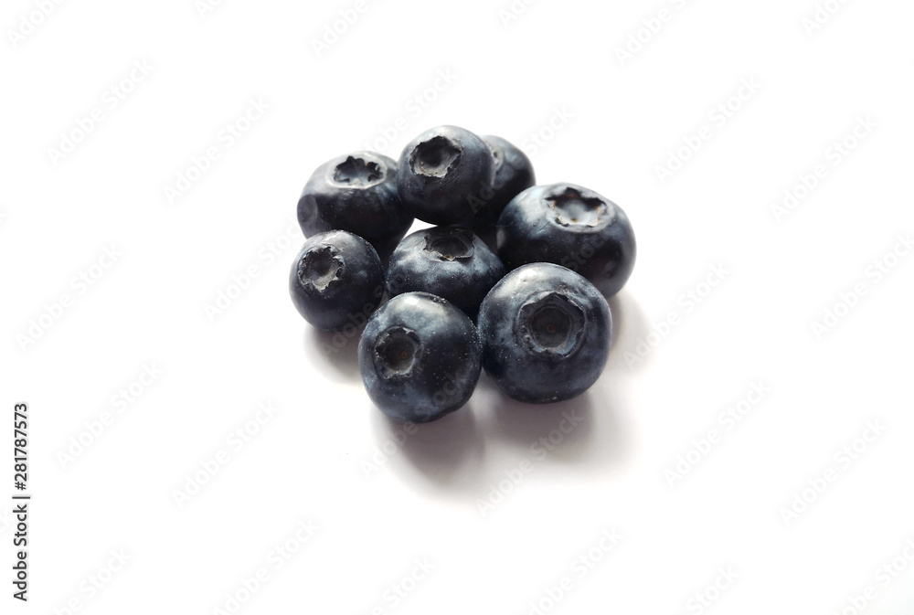 Blueberry on white background top view with copy space. Blueberry on white background top view with copy space.