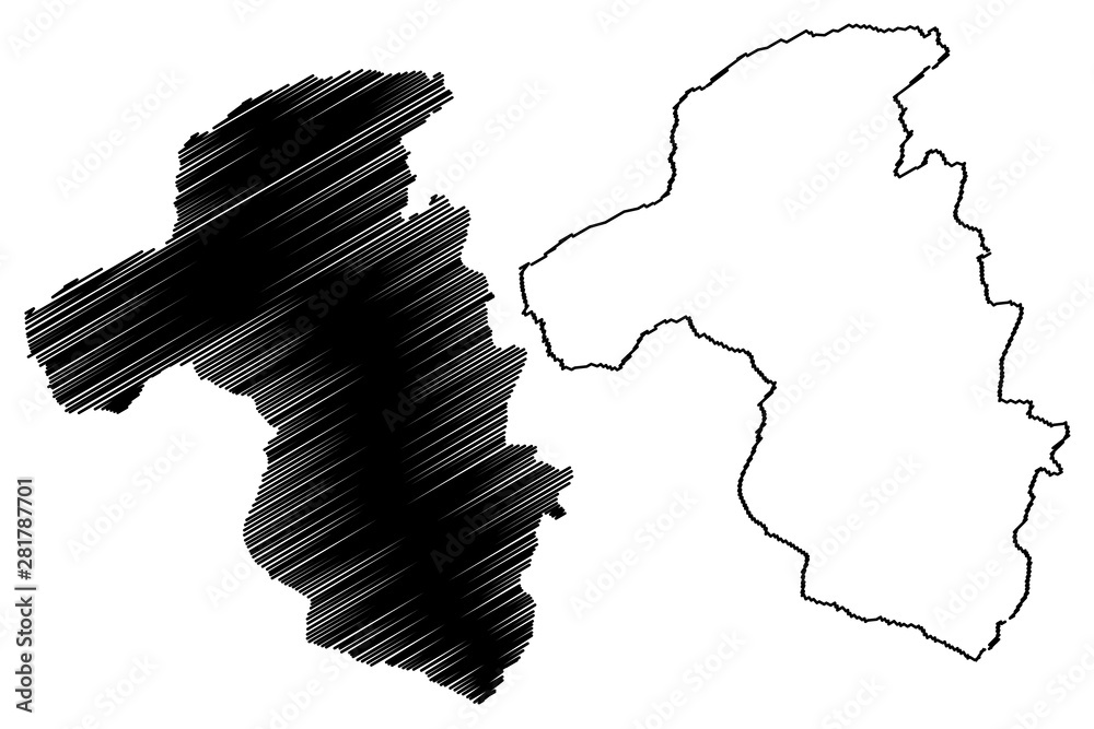 Mashonaland West Province (Republic of Zimbabwe, Provinces of Zimbabwe) map vector illustration, scribble sketch Mashonaland West map