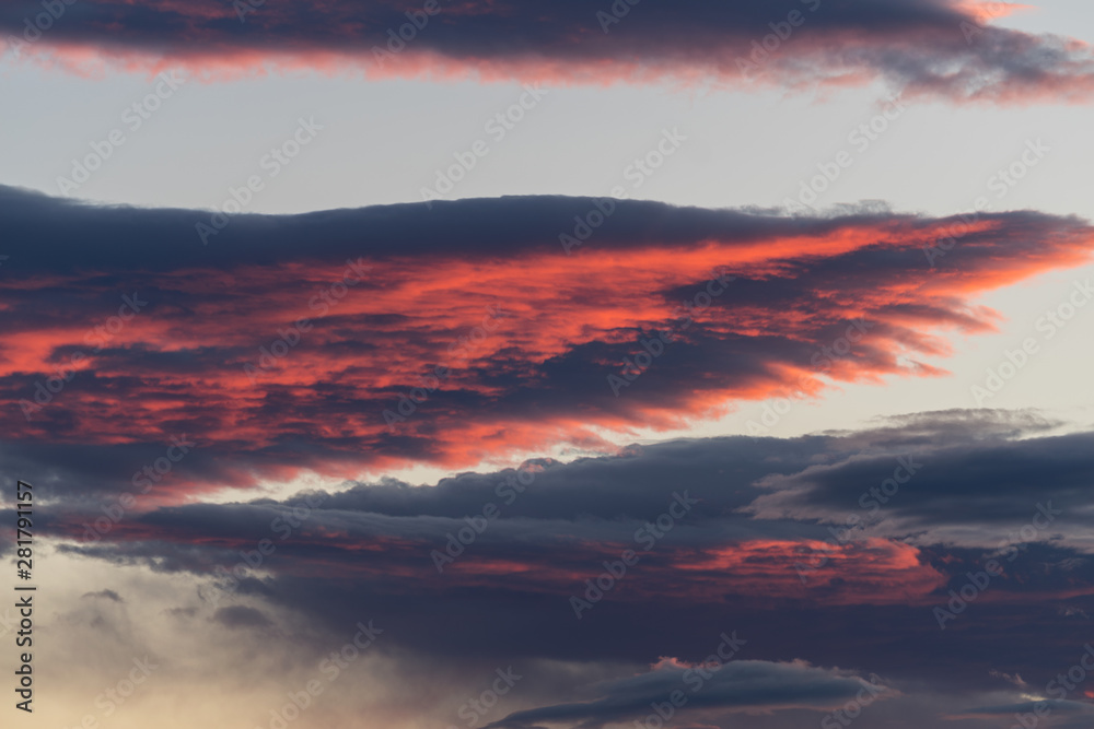 Stratocumulus stratiformis clouds at evening twilight