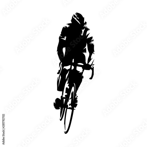 Cyclist riding bike, road cycling. Abstract isolated vector silhouette, ink drawing. Summer sport