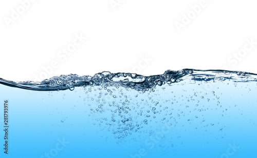 Blue water wave isolated on white background