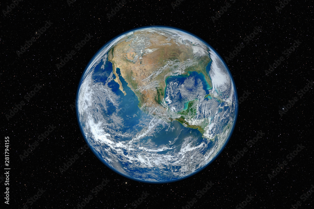 Planet Earth against dark starry sky background, elements of this image furnished by NASA
