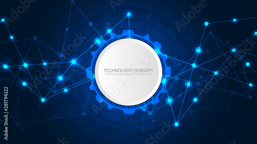 Digital technology background with connecting dots and lines. Abstract technical background of network connection and communication.