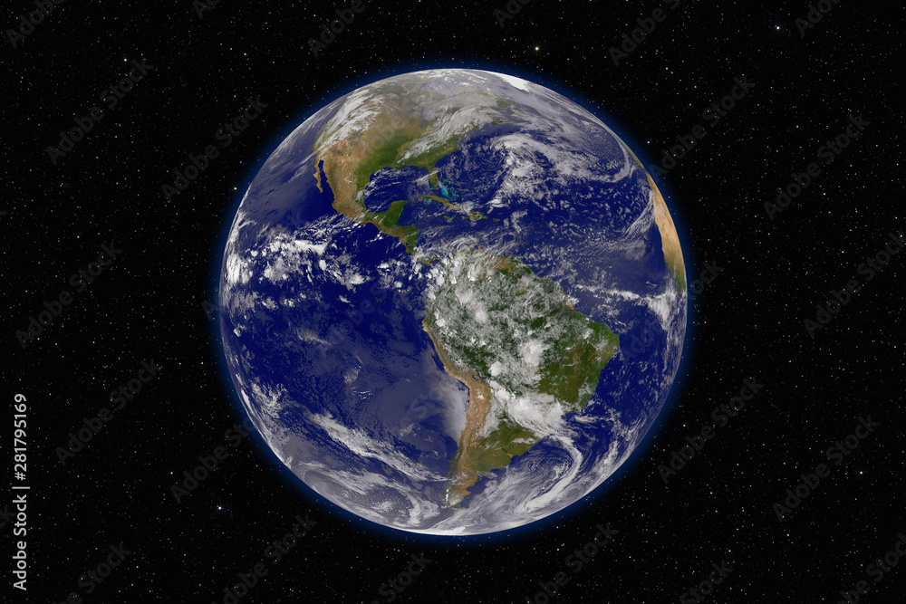 Planet Earth against dark starry sky background, elements of this image furnished by NASA