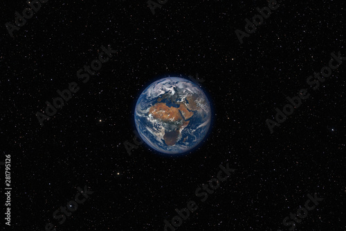 Planet Earth against dark starry sky background, elements of this image furnished by NASA