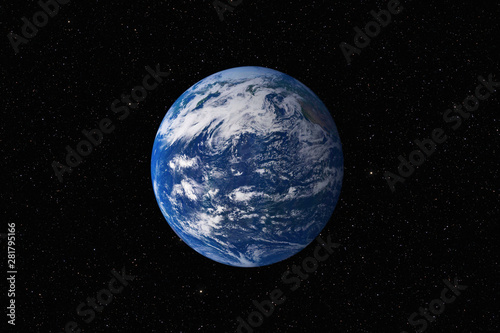 Fototapeta Naklejka Na Ścianę i Meble -  Planet Earth against dark starry sky background, elements of this image furnished by NASA