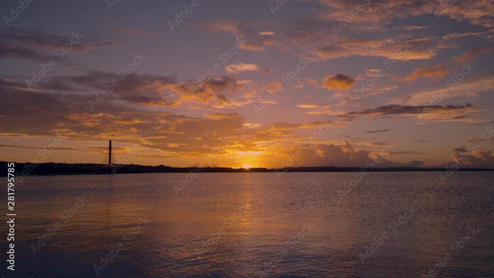 Clouds in sky at sunset above sea, Uruma, Okinawa Prefecture, Japan Clouds in sky at sunset above sea, Uruma, Okinawa Prefecture, Japan