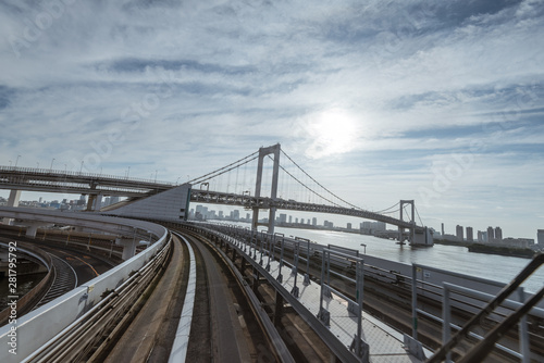 Rainbow bridge and elevated monorail road in Tokyo