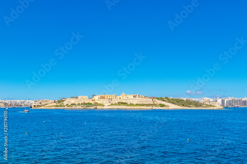 View of the island Manoel from the forts Valletta. Malta.