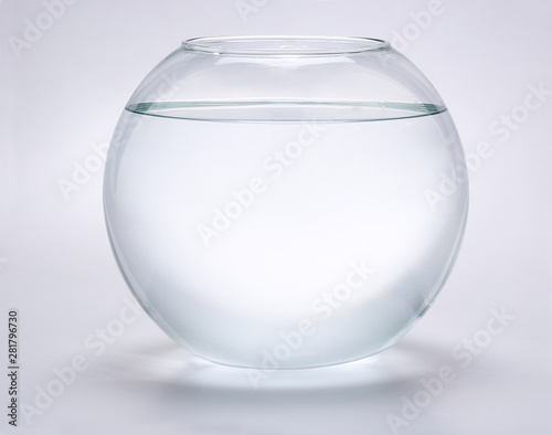 spherical aquarium for goldfish, sloping neutral background