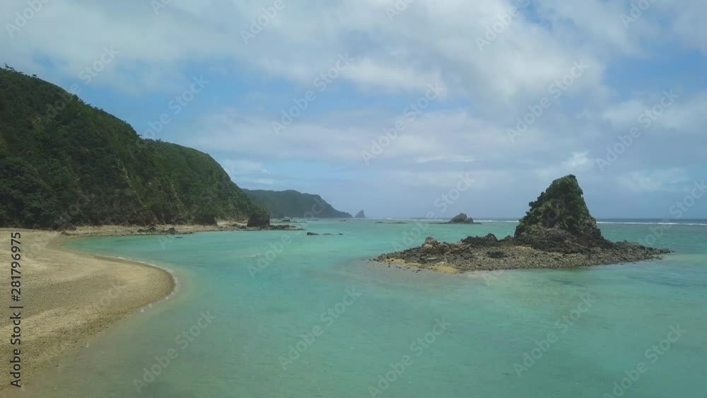 View of sea and coastline, Nago, Okinawa Prefecture, Japan View of sea and coastline, Nago, Okinawa Prefecture, Japan